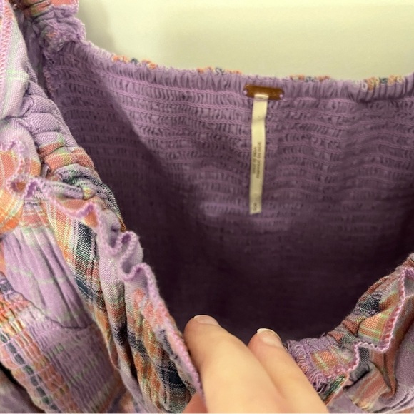 Free People Cherry Bomb cropped purple madras corset top size small petite SP - Picture 13 of 15